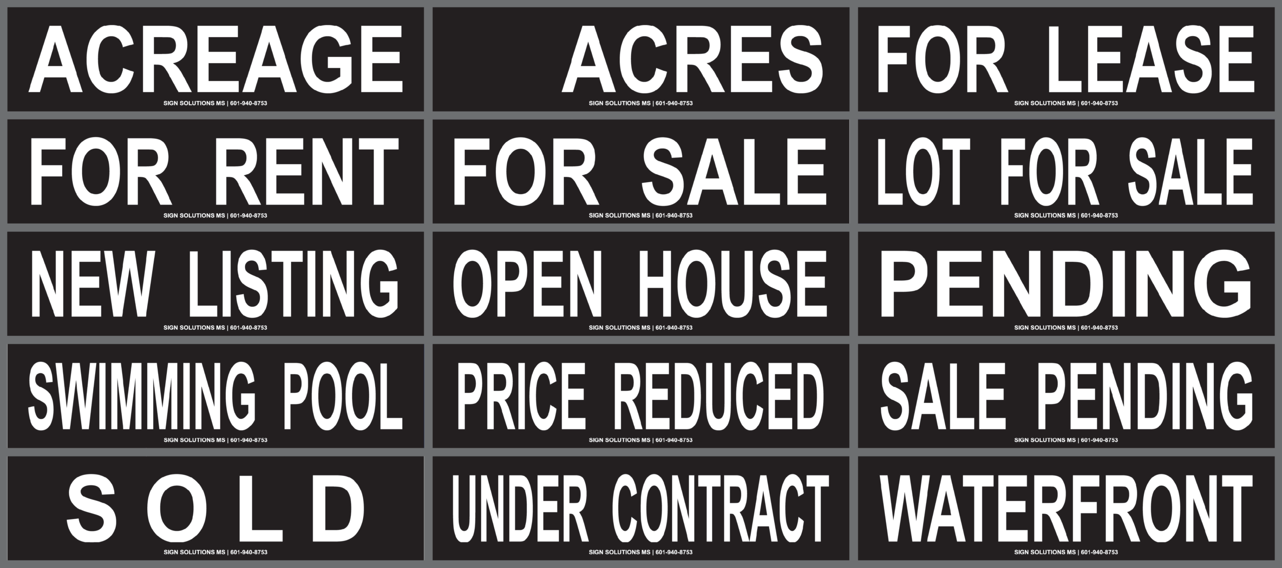 Sign Rider Billboard 10 Sign Riders 24x6 - White on Black (Glued Together) - Sign Solutions MS